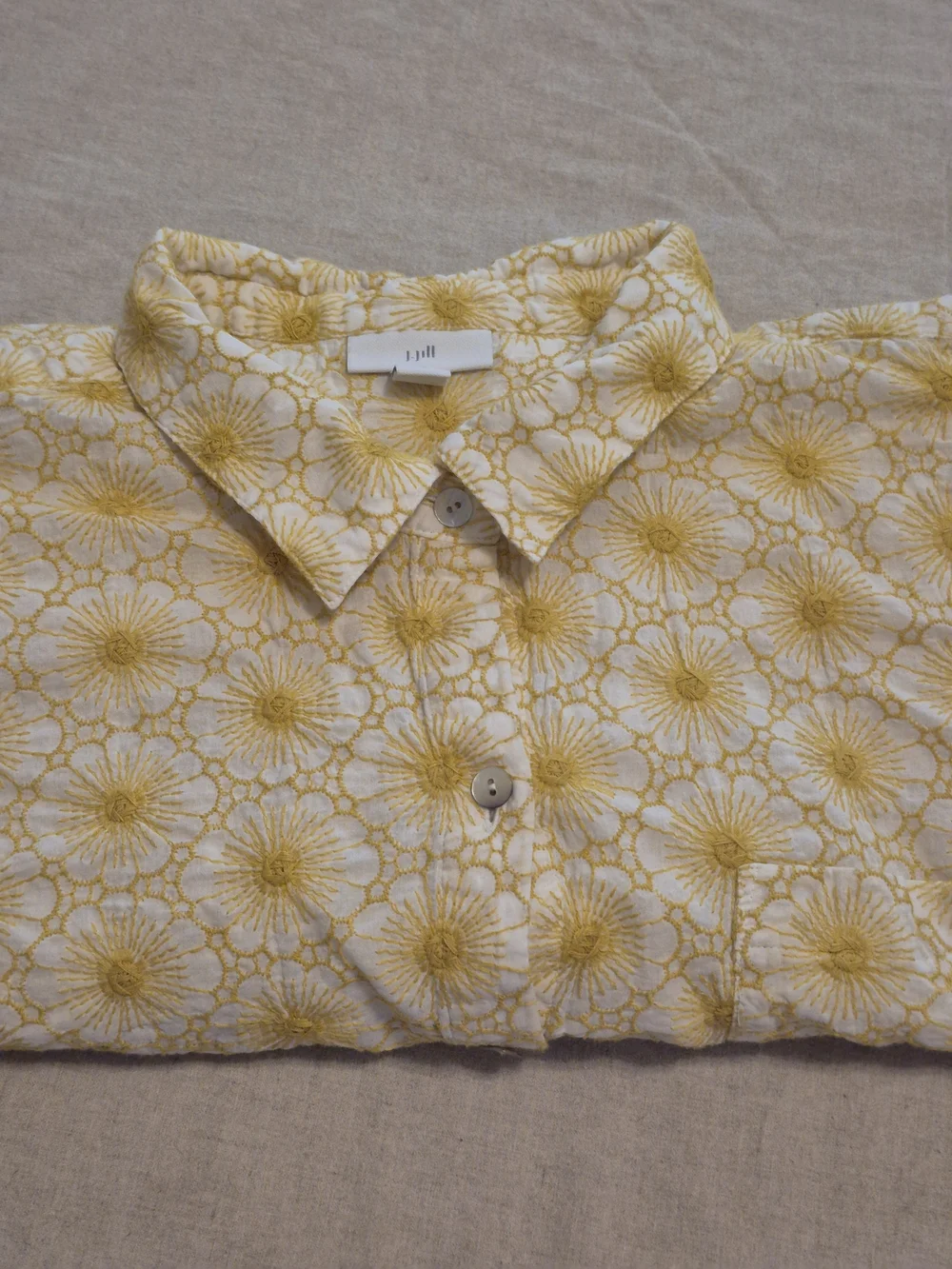 J. Jill Yellow and White Daisy-Print Button-Front Shirt - Picture 6 of 7